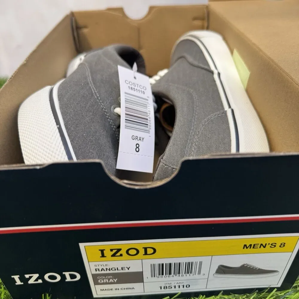 Izod Men's Rangley Canvas Memory Foam Gray Lace Up Sneaker Shoes Size 8